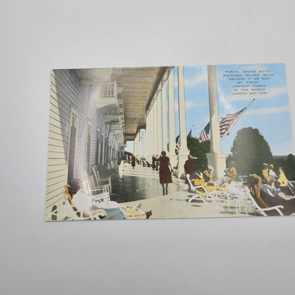 Grand Hotel Mackinac Island Michigan Longest Porch Postcard 1207N-E2